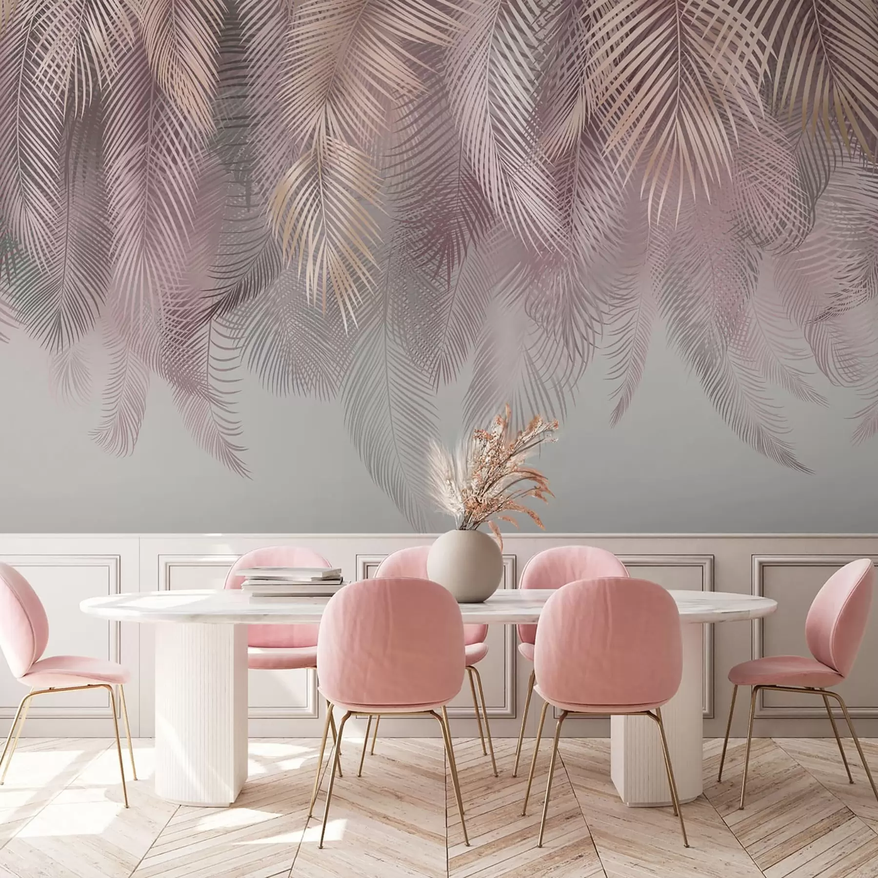 murales de pared Hojas de palmera rosas u94375