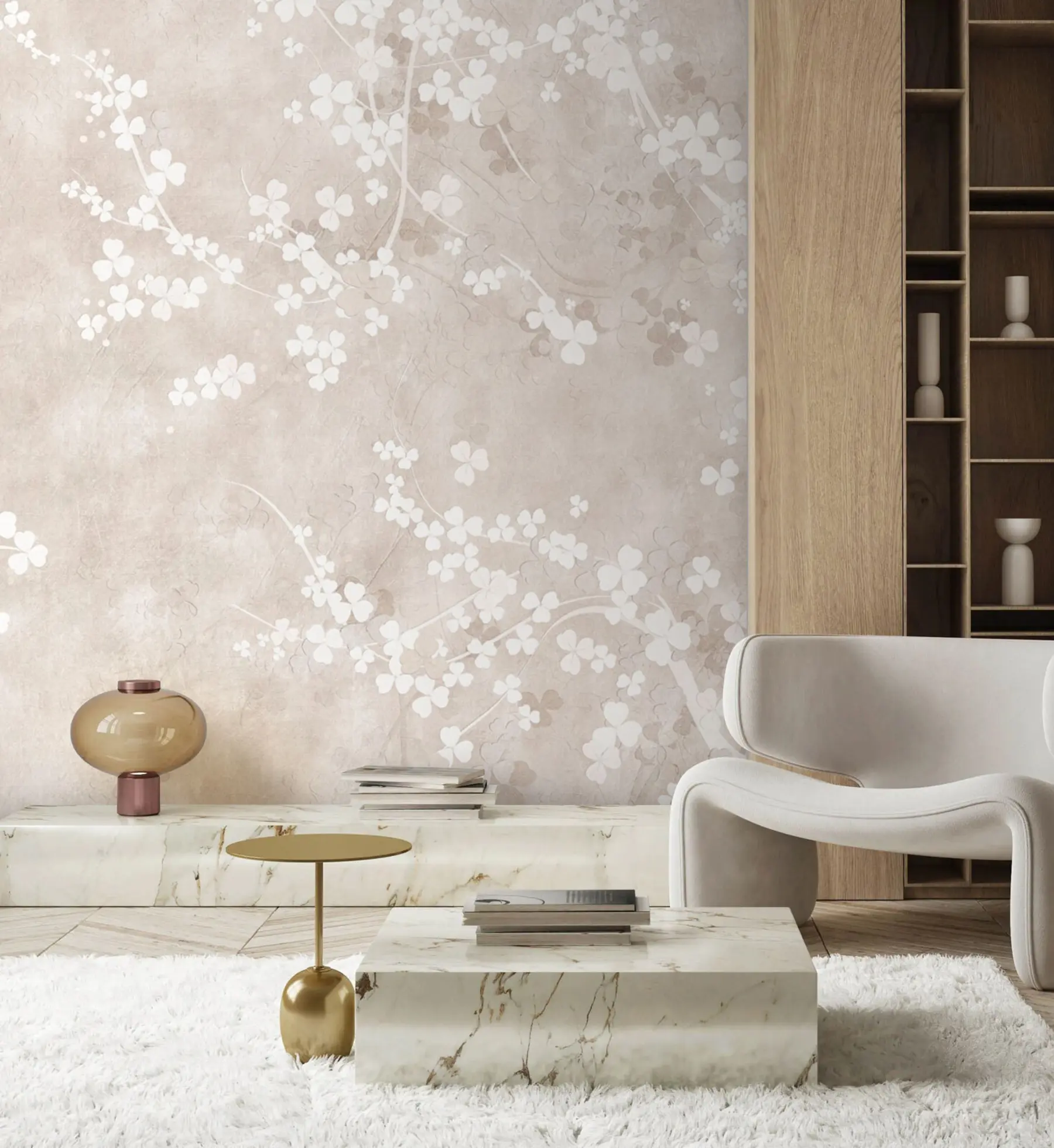 murales de pared Ramitas y flores frágiles blancas u94458