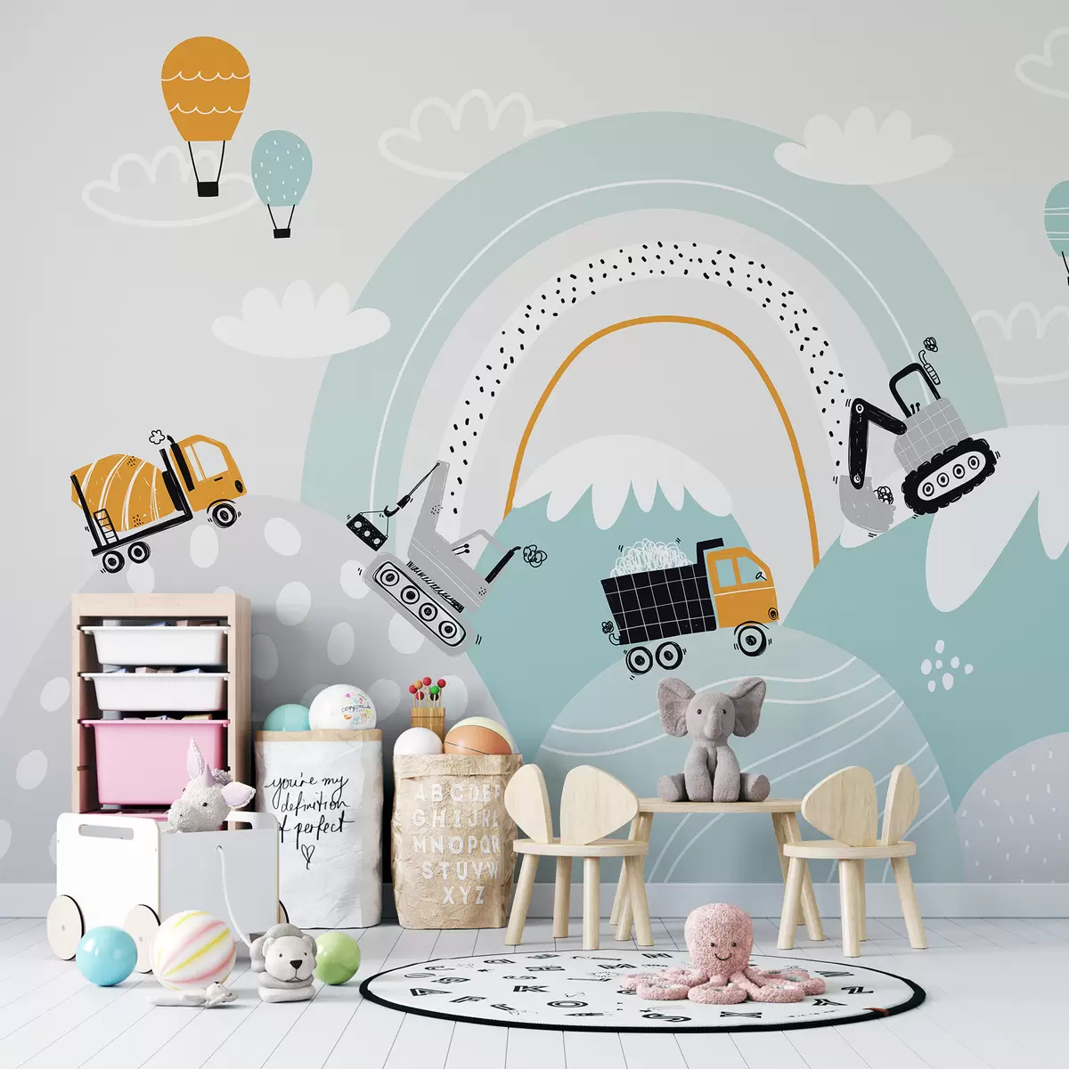 murales de pared Constructores entre colinas u95046