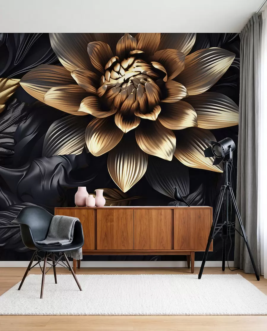 murales de pared Flores voluminosas negras u95244