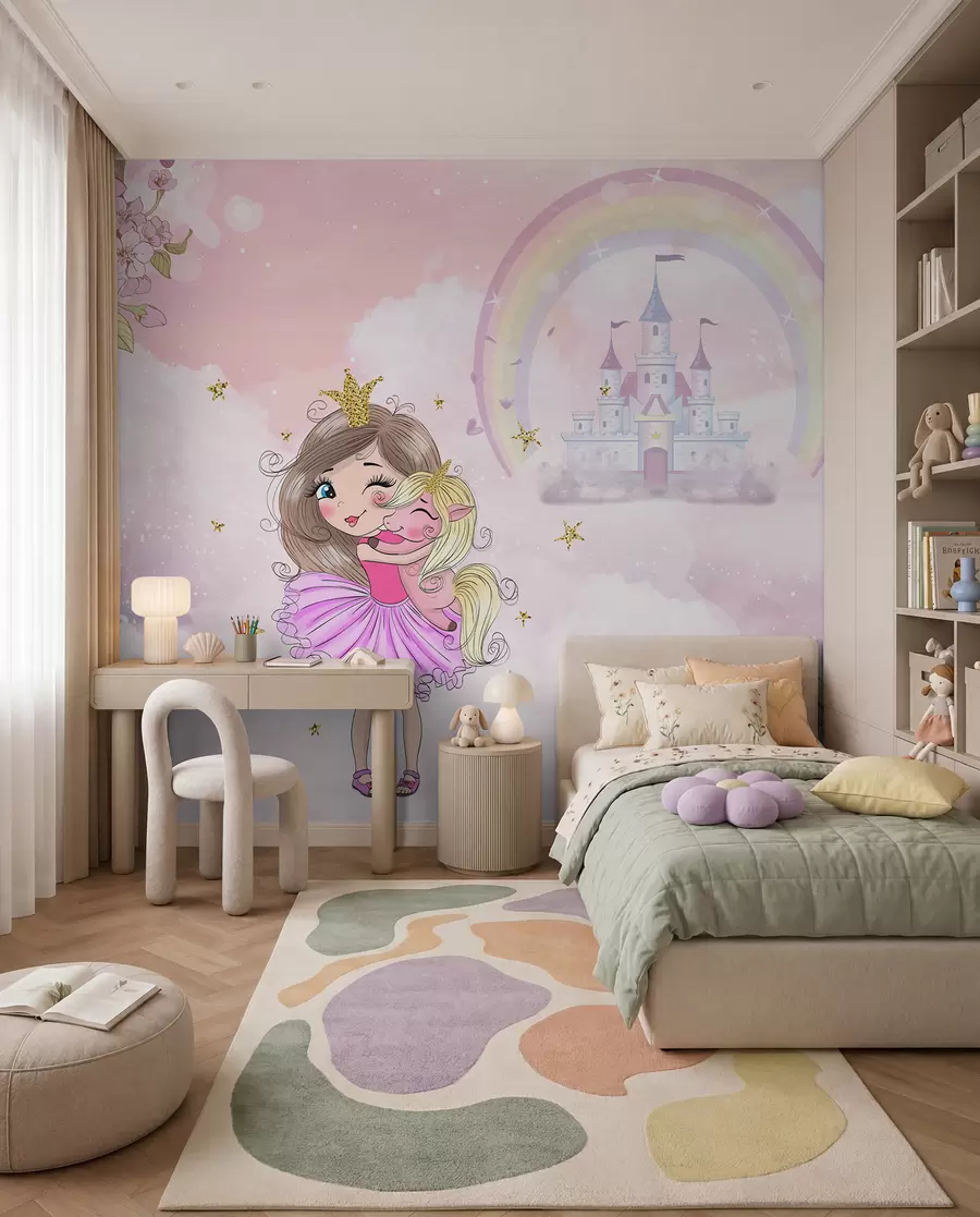 murales de pared La princesa y su unicornio u95401