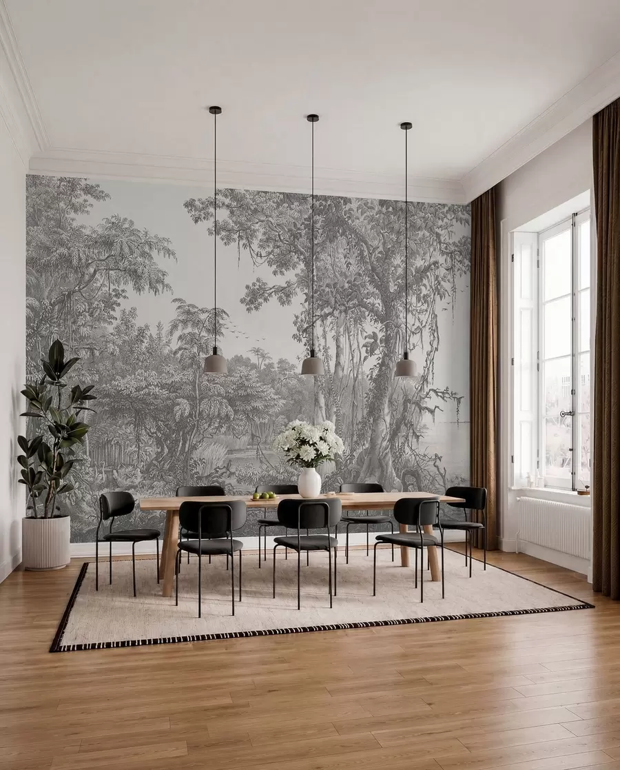 murales de pared Paisaje forestal con estilo vintage u95795