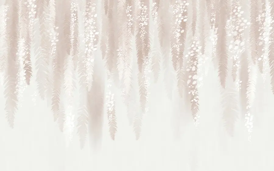 murales de pared Ramas de sauce rosa con flores blancas u95047