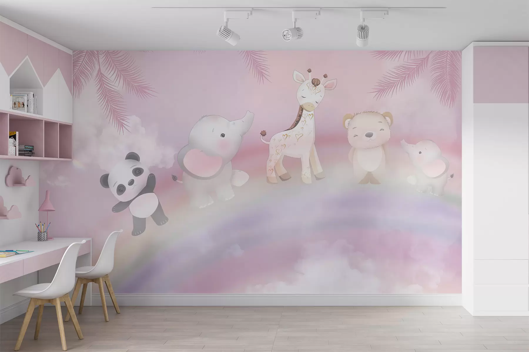 murales de pared animales en el arcoiris u95382