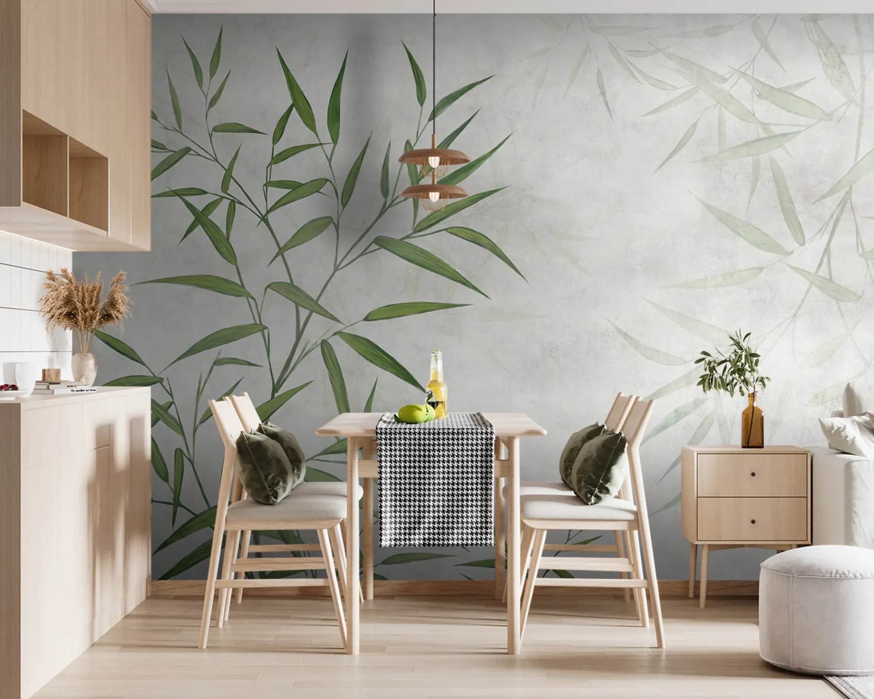 murales de pared hojas de caña de bambú u95921