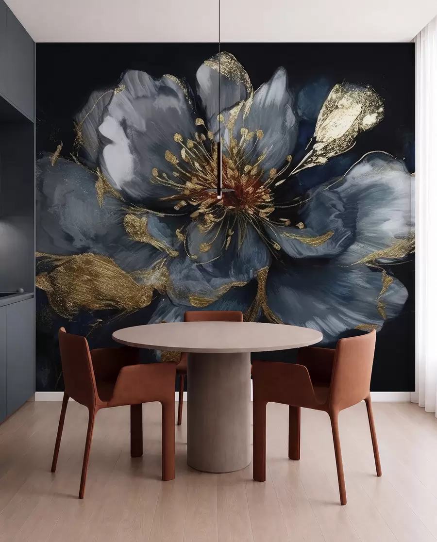 murales de pared Gran flor azul con venas u95657
