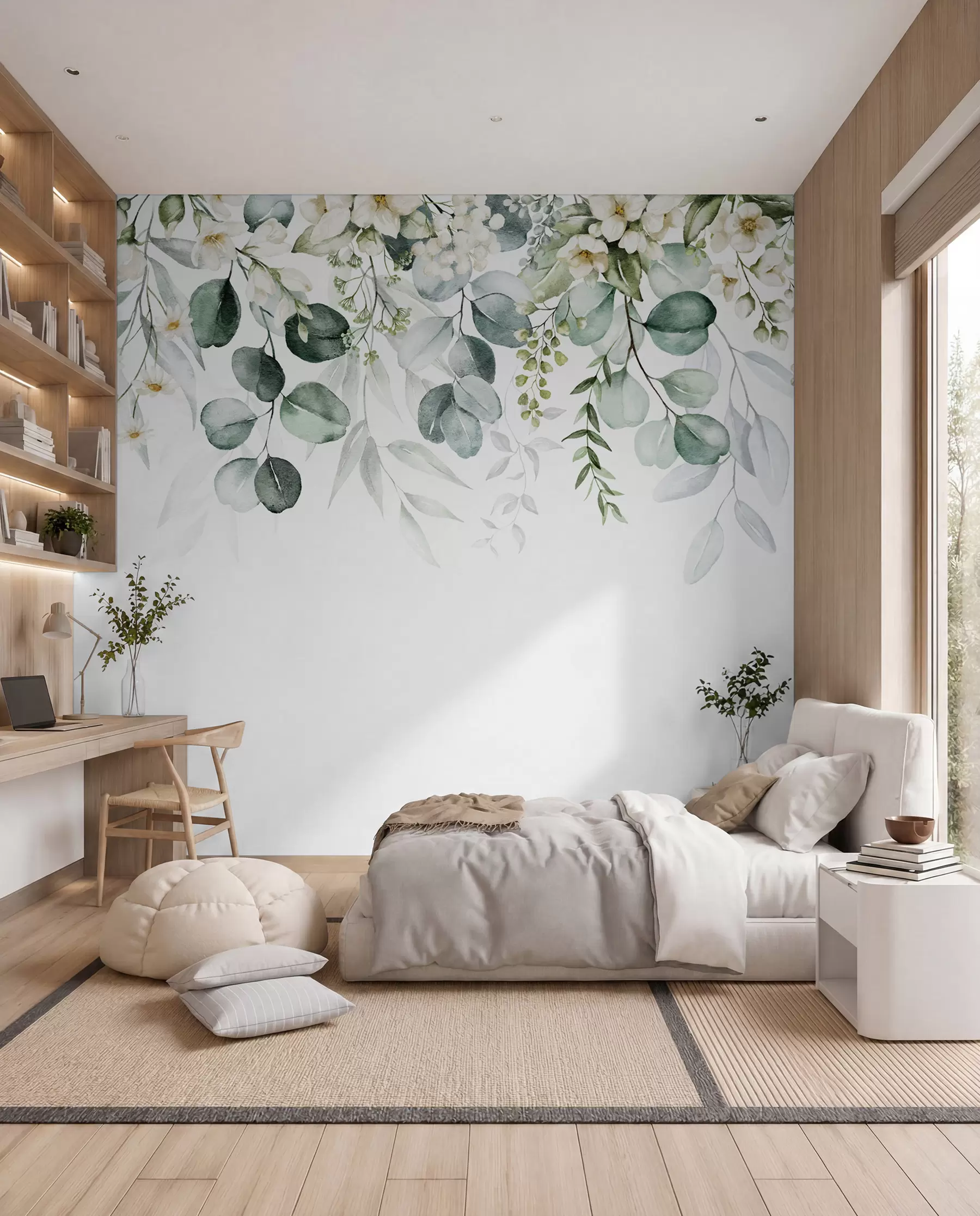 murales de pared Guirnalda de flores blancas u96063