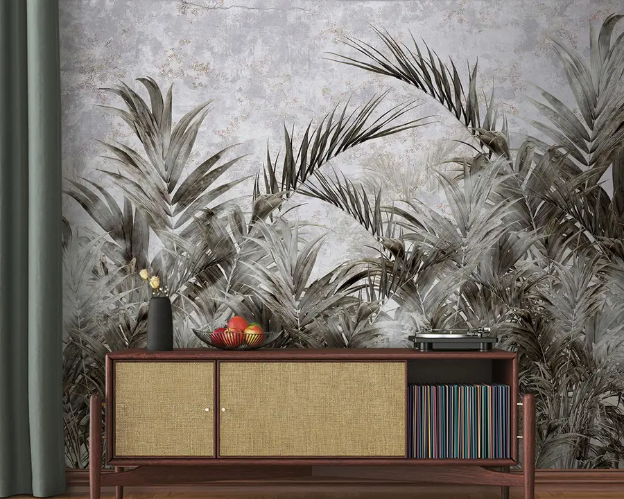 murales de pared Hojas tropicales en la niebla u96072