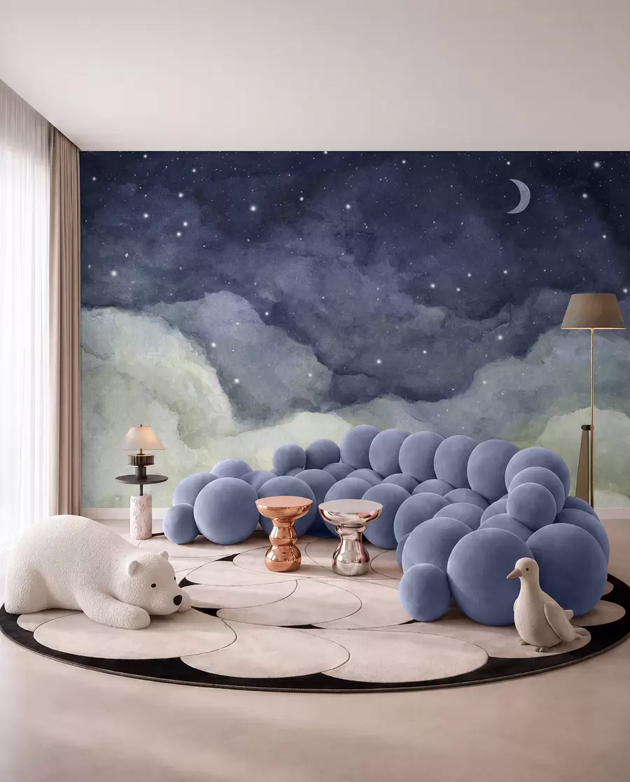 murales de pared Luna creciente sobre las nubes u96076