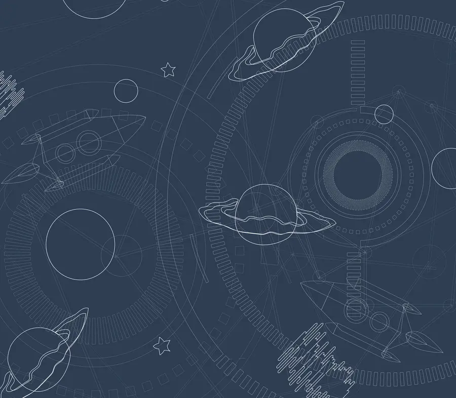 murales de pared Ilustración espacial, planetas, nave espacial. u95918
