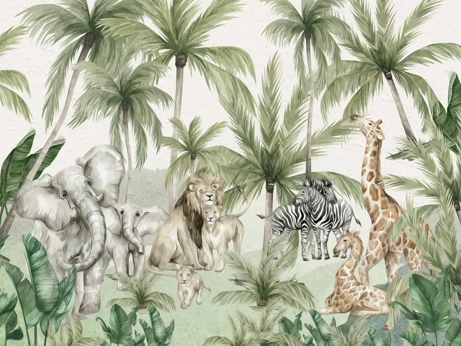 murales de pared Bosque tropical con animales u96255