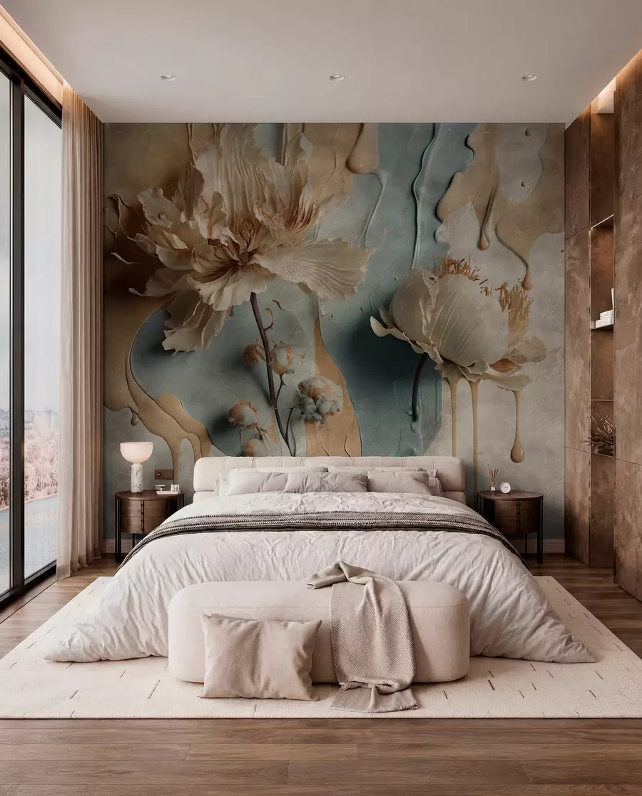 murales de pared Flores y rayas de pintura u95662