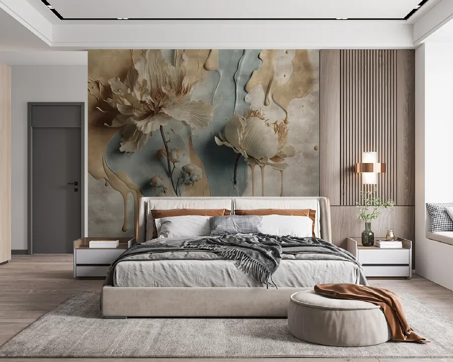 murales de pared Flores y rayas de pintura u95662