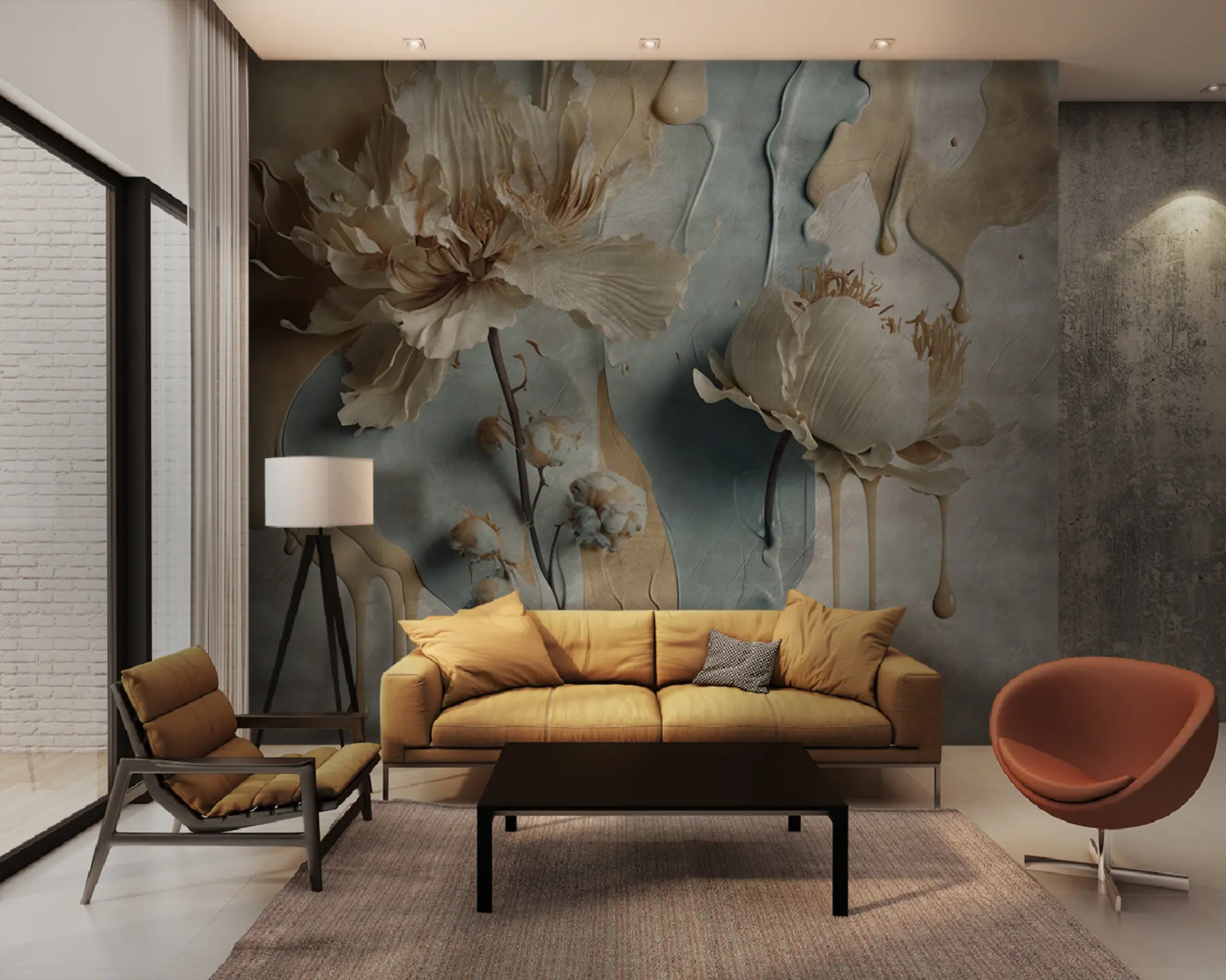 murales de pared Flores y rayas de pintura u95662