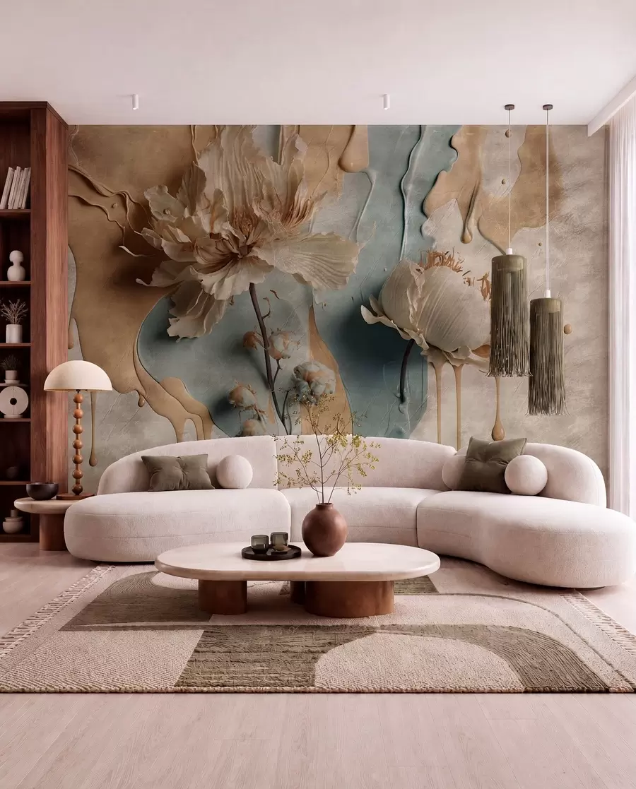 murales de pared Flores y rayas de pintura u95662