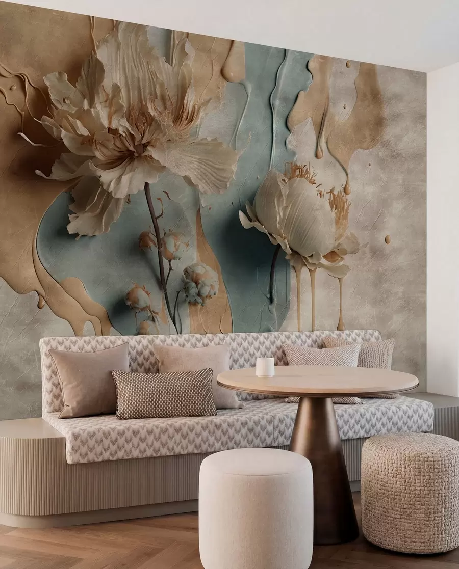murales de pared Flores y rayas de pintura u95662