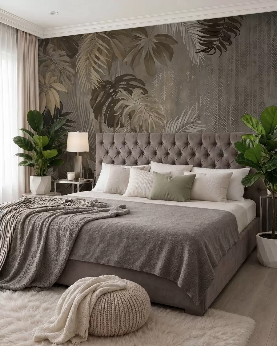 murales de pared Hojas tropicales en estilo grunge u97012
