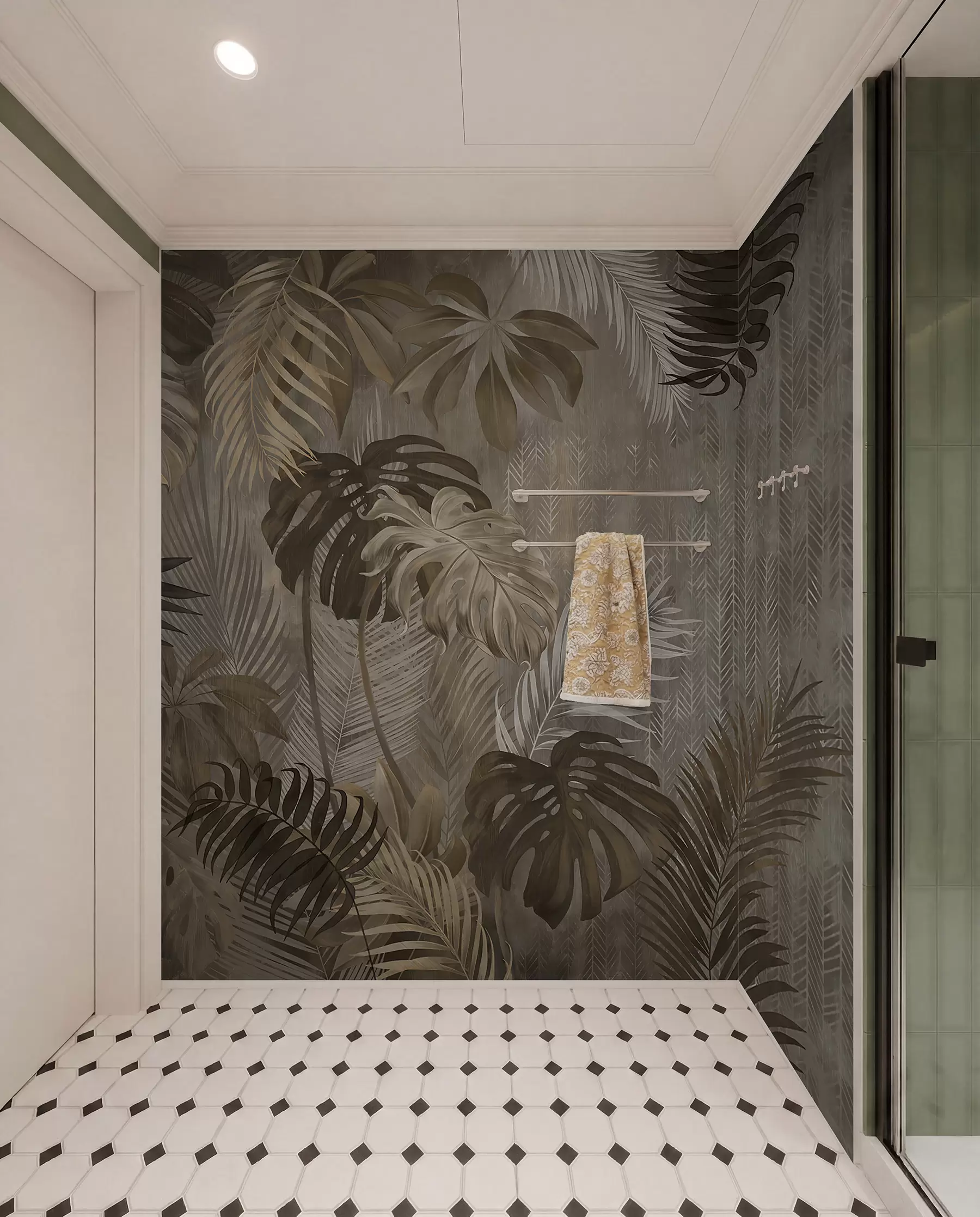 murales de pared Hojas tropicales en estilo grunge u97012