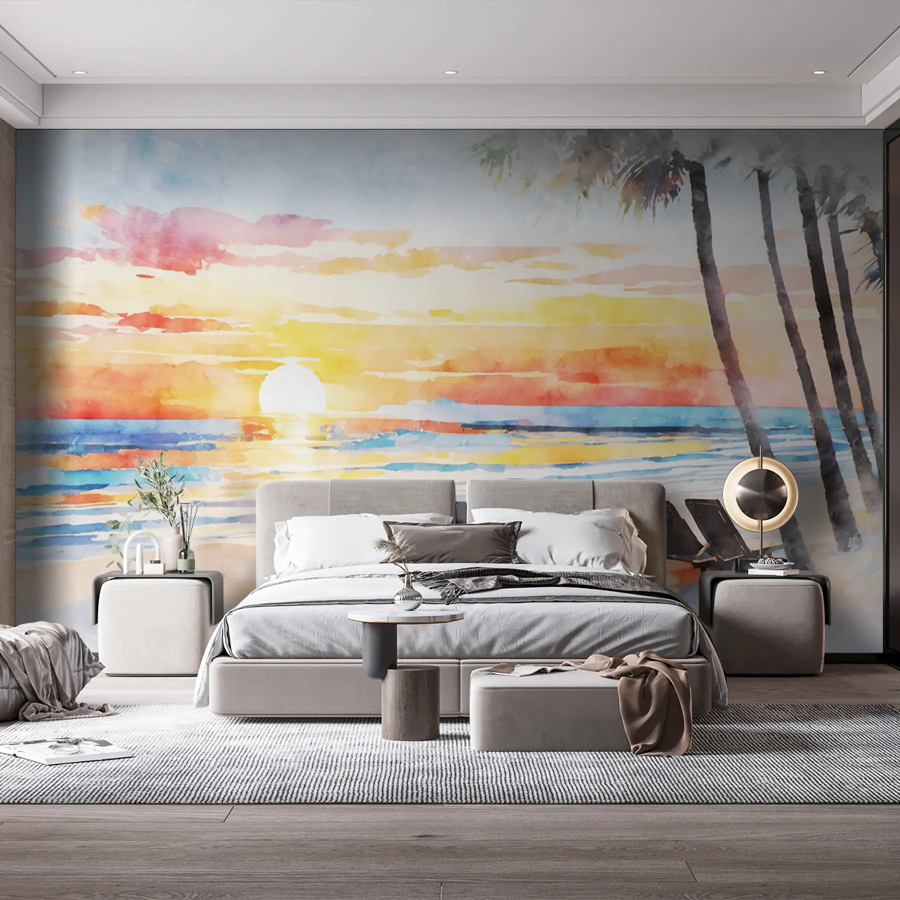 murales de pared Puesta de sol arcoiris en la playa u97307