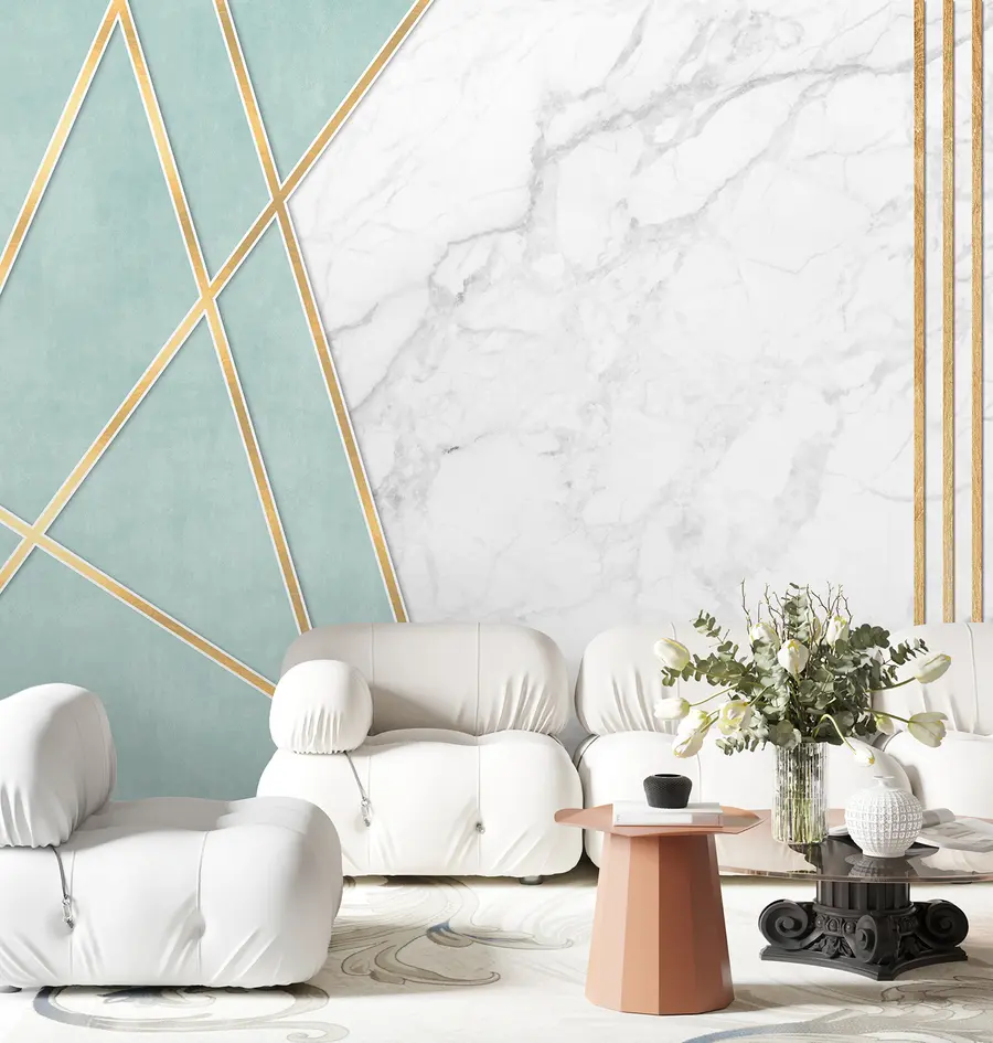 murales de pared Fondo de mármol con geometría y líneas u95385