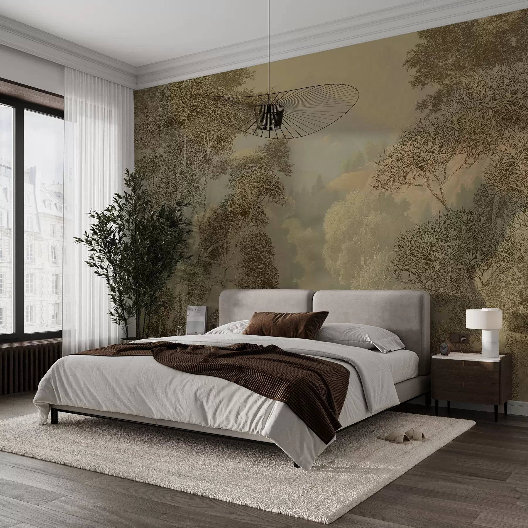 murales de pared Bosque tropical en tonos marrones u97403