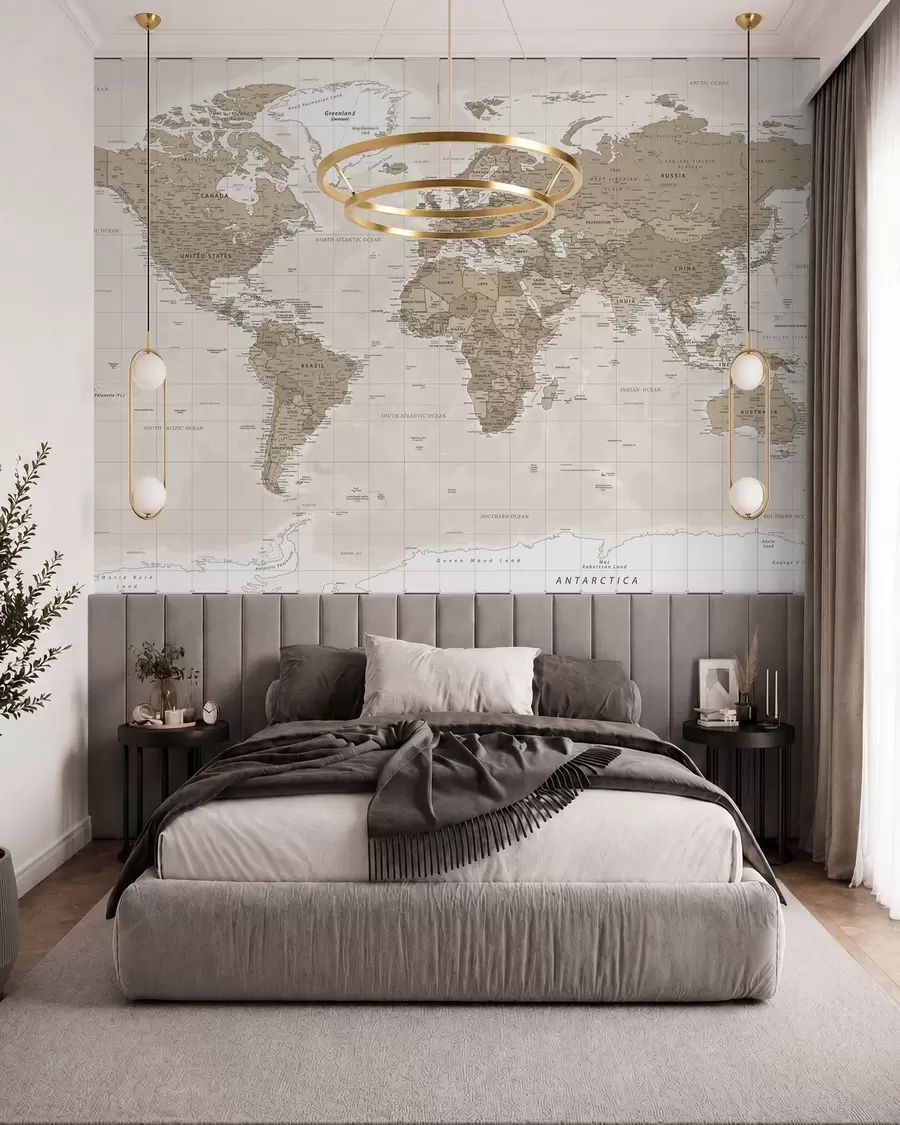 murales de pared Loft de mapa del mundo vintage u97342