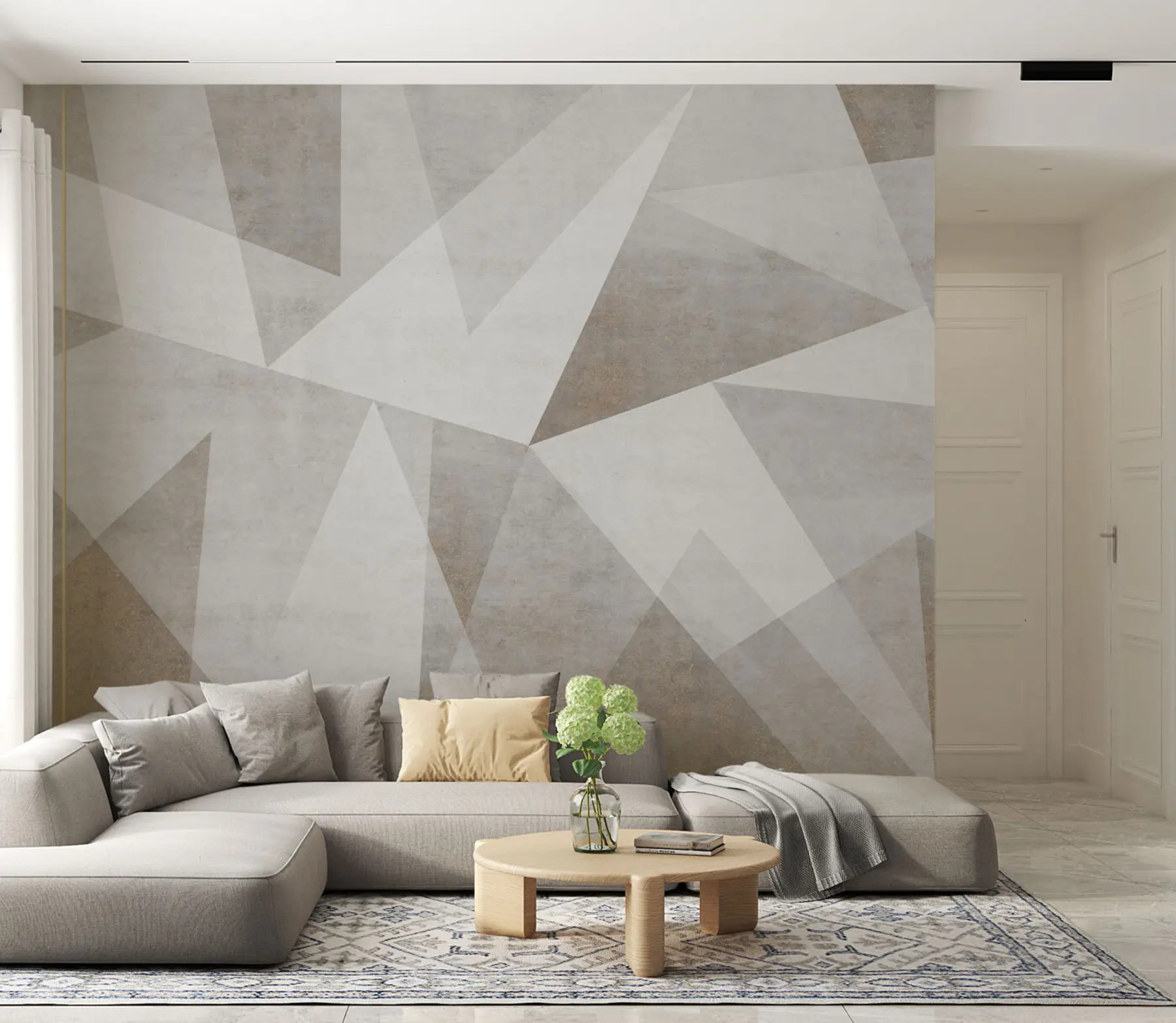 murales de pared Triángulos herméticos con líneas u97345