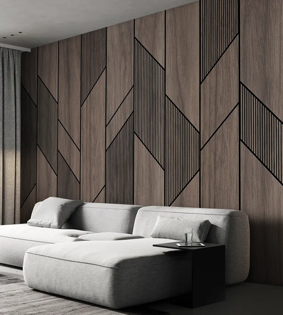murales de pared Paneles geométricos con textura de madera u97427