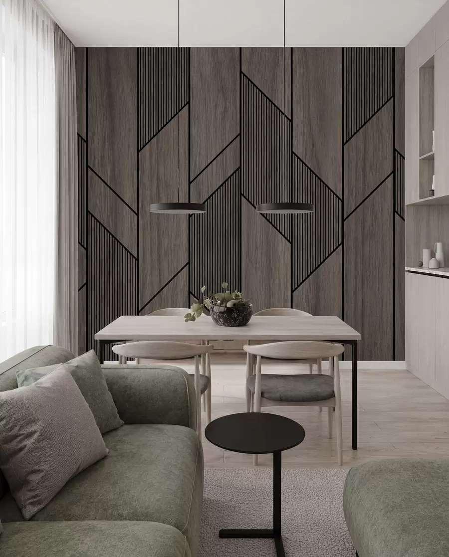 murales de pared Paneles geométricos con textura de madera u97427