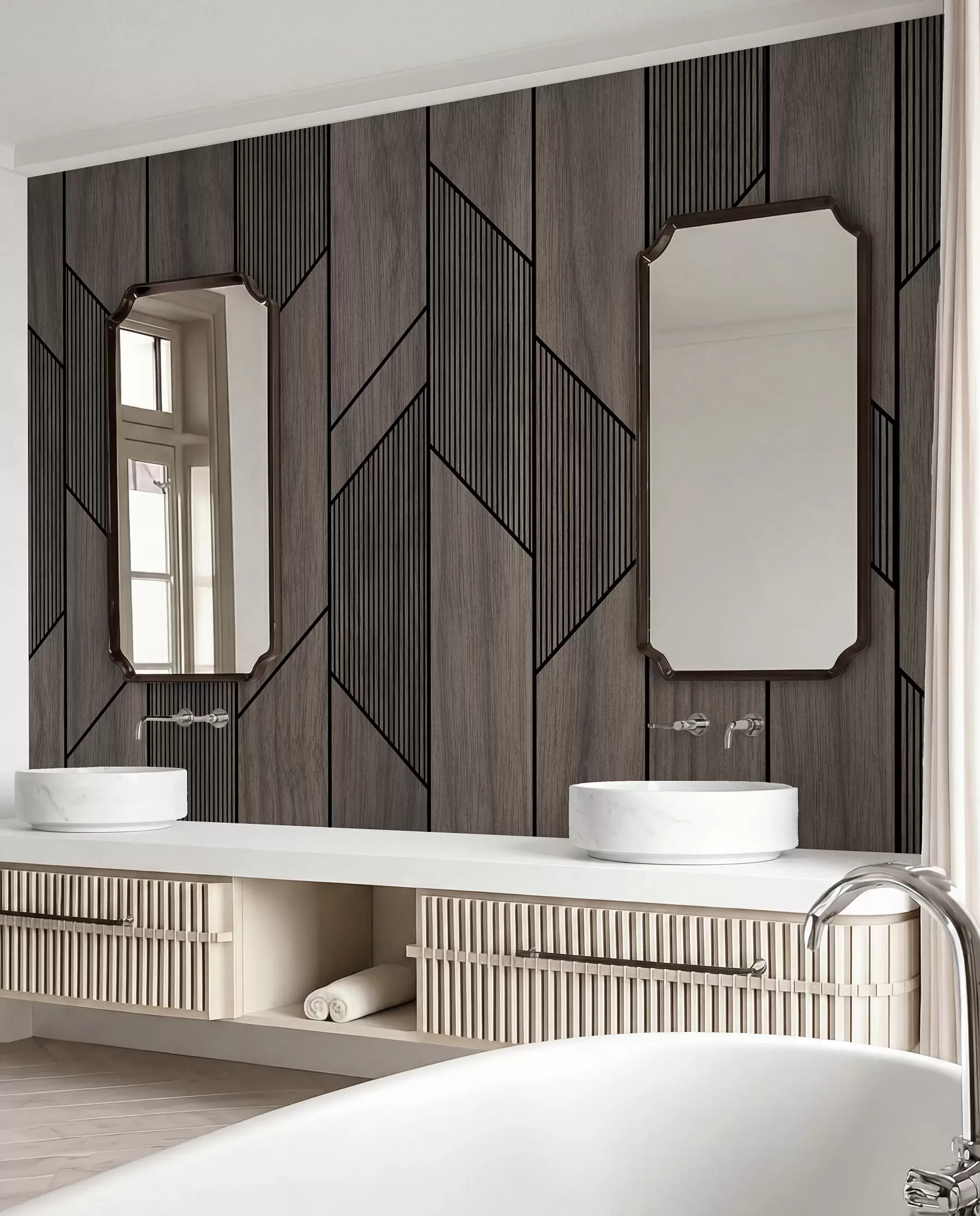 murales de pared Paneles geométricos con textura de madera u97427