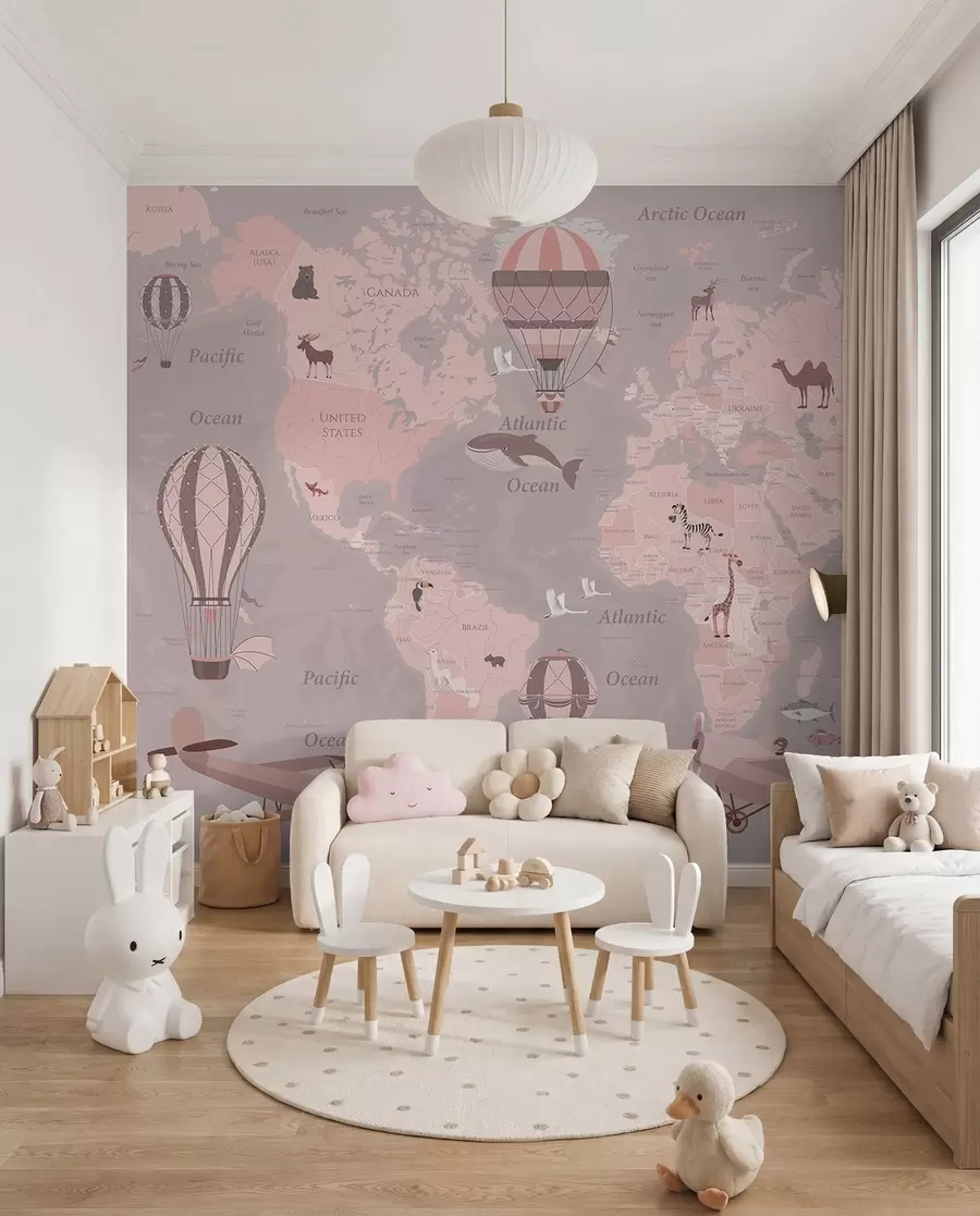 murales de pared Atlas de vuelo rosa en inglés u36066v6