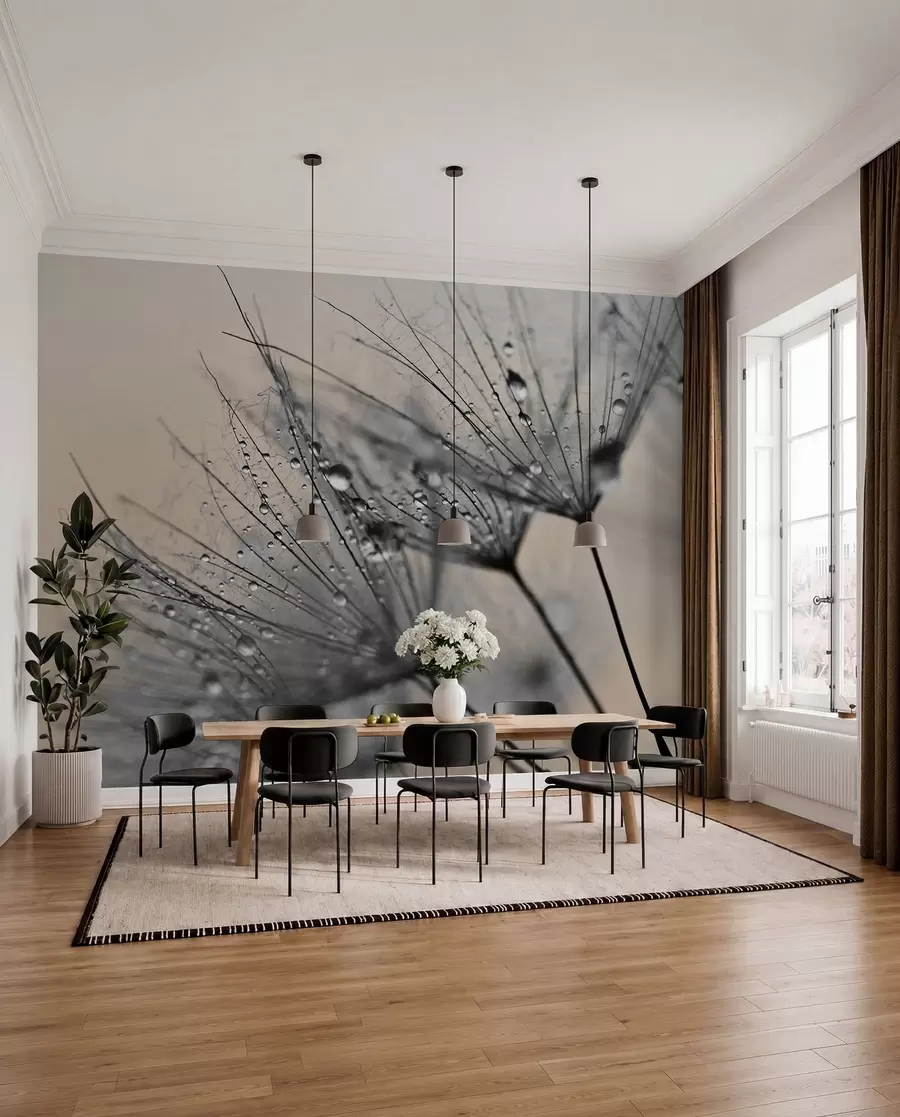murales de pared Rocío de diente de león plata u57557v2