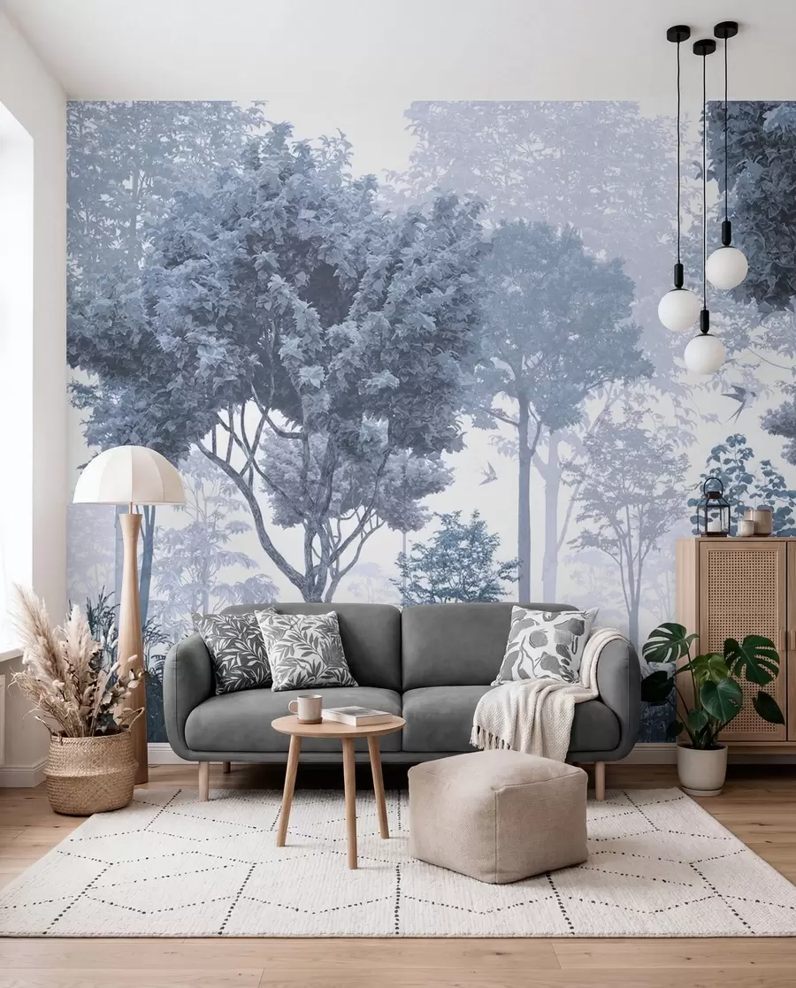murales de pared Claro de bosque en azul u72134v1