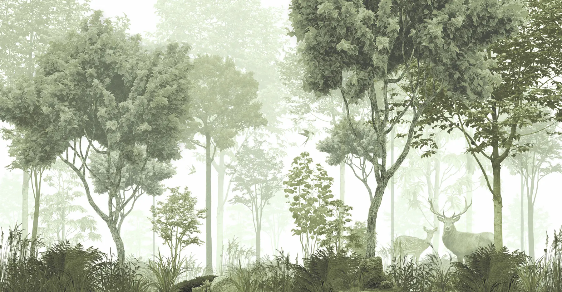 murales de pared Bosque mágico en verde. u72134v2