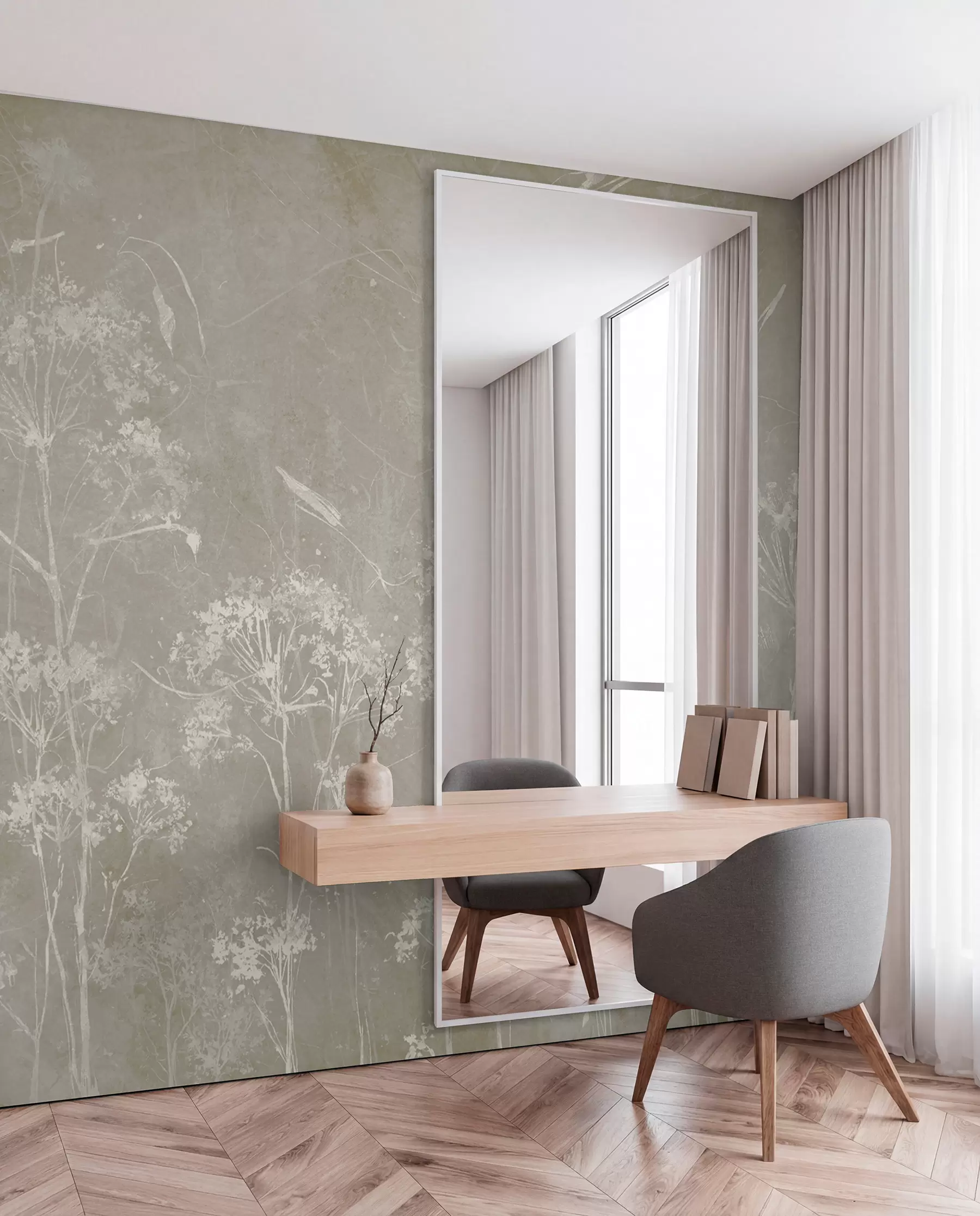 murales de pared Flores silvestres al estilo grunge u96551v2
