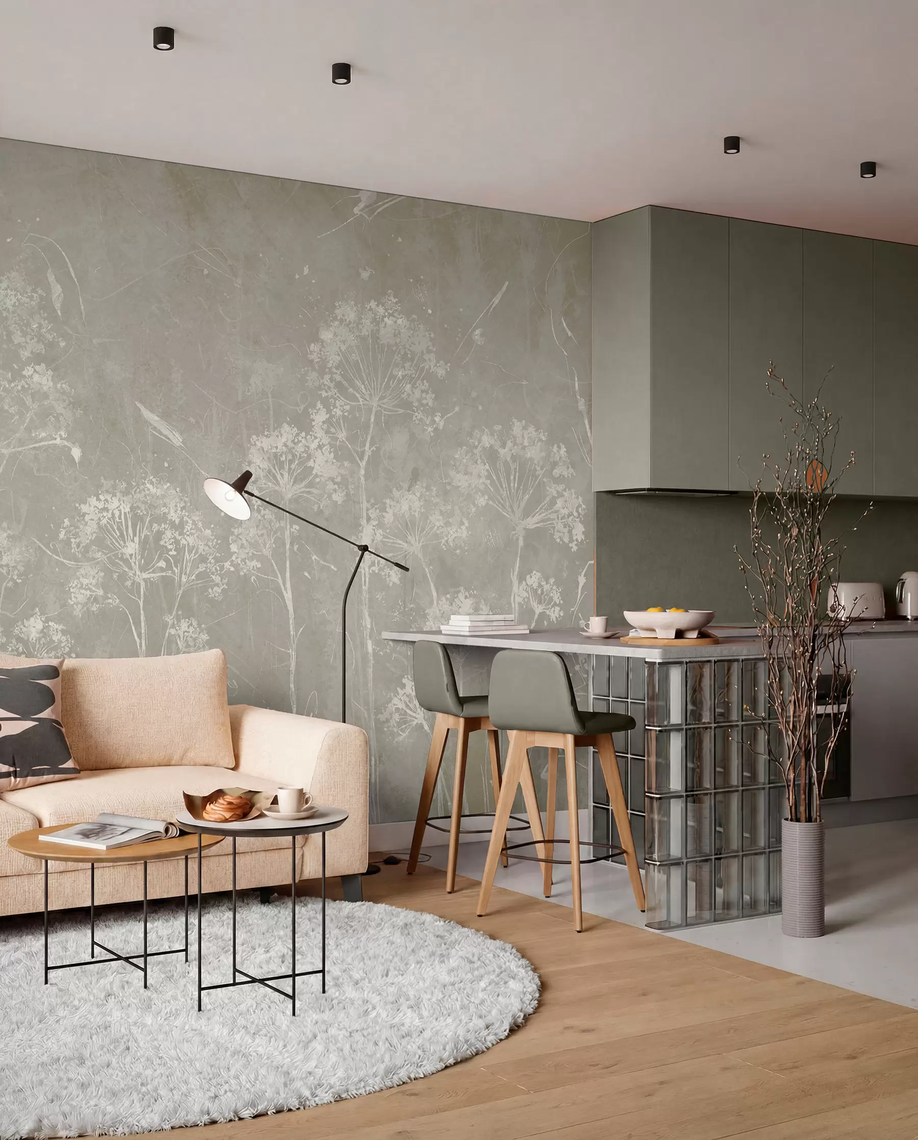 murales de pared Flores silvestres al estilo grunge u96551v2