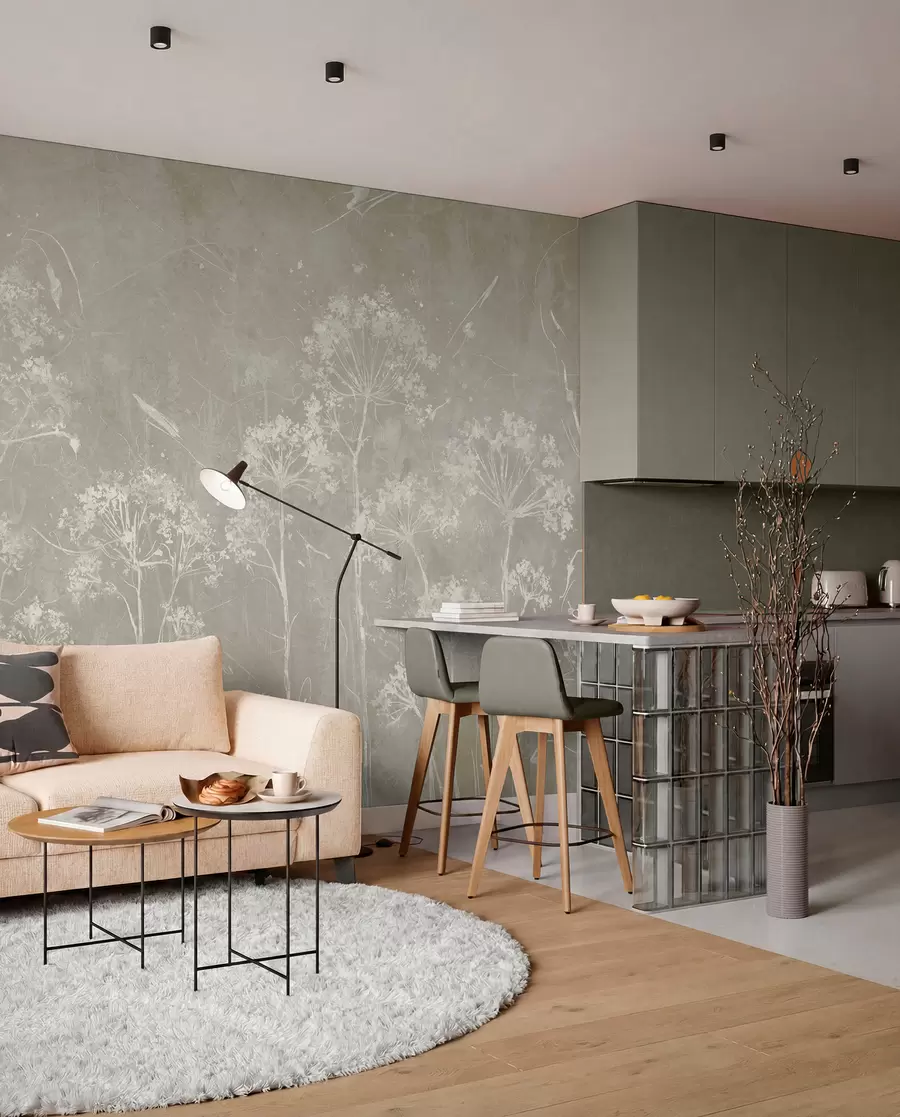 murales de pared Flores silvestres al estilo grunge u96551v2