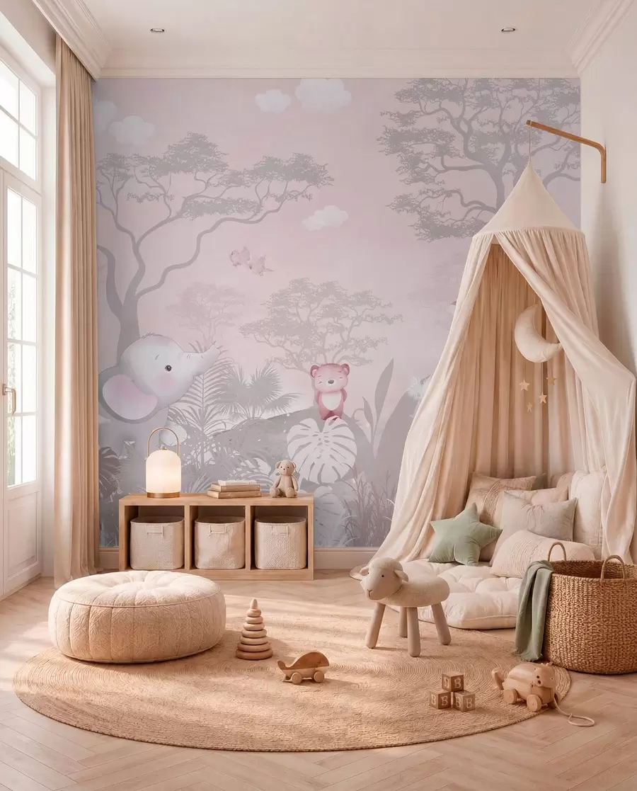 murales de pared Pequeño safari en rosa palo u73878v3