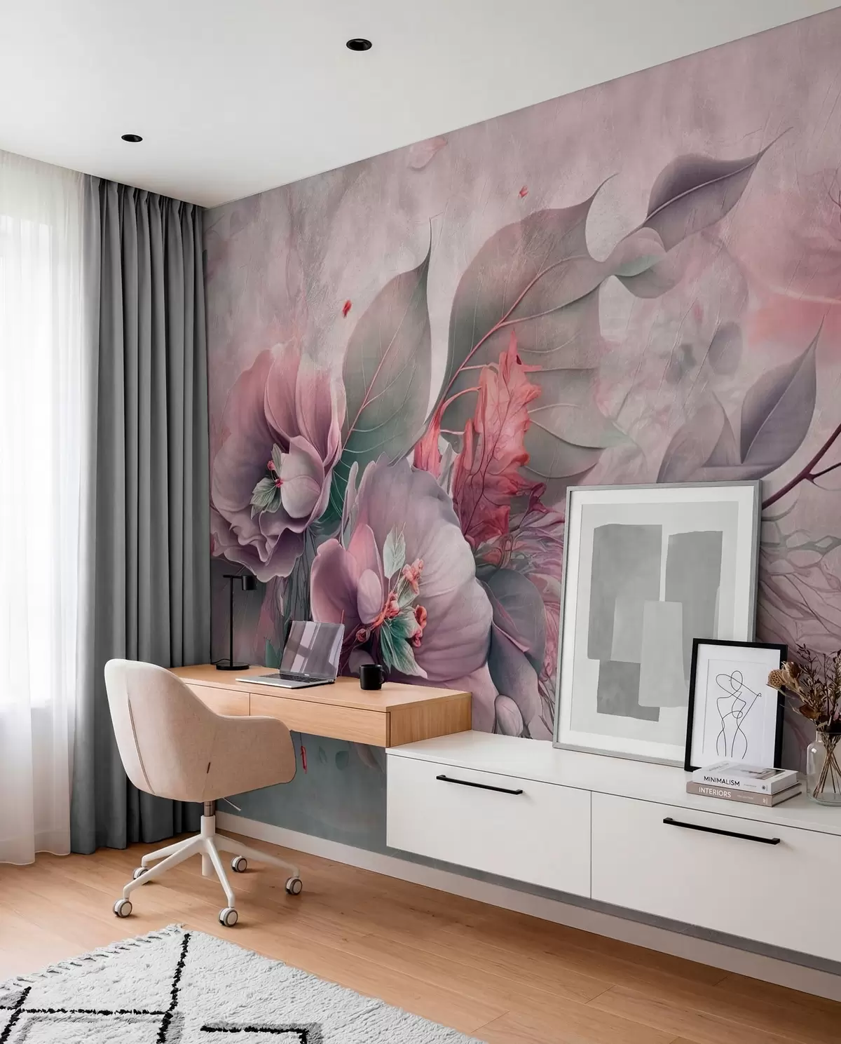 murales de pared Capas de pétalos malva u93930v2