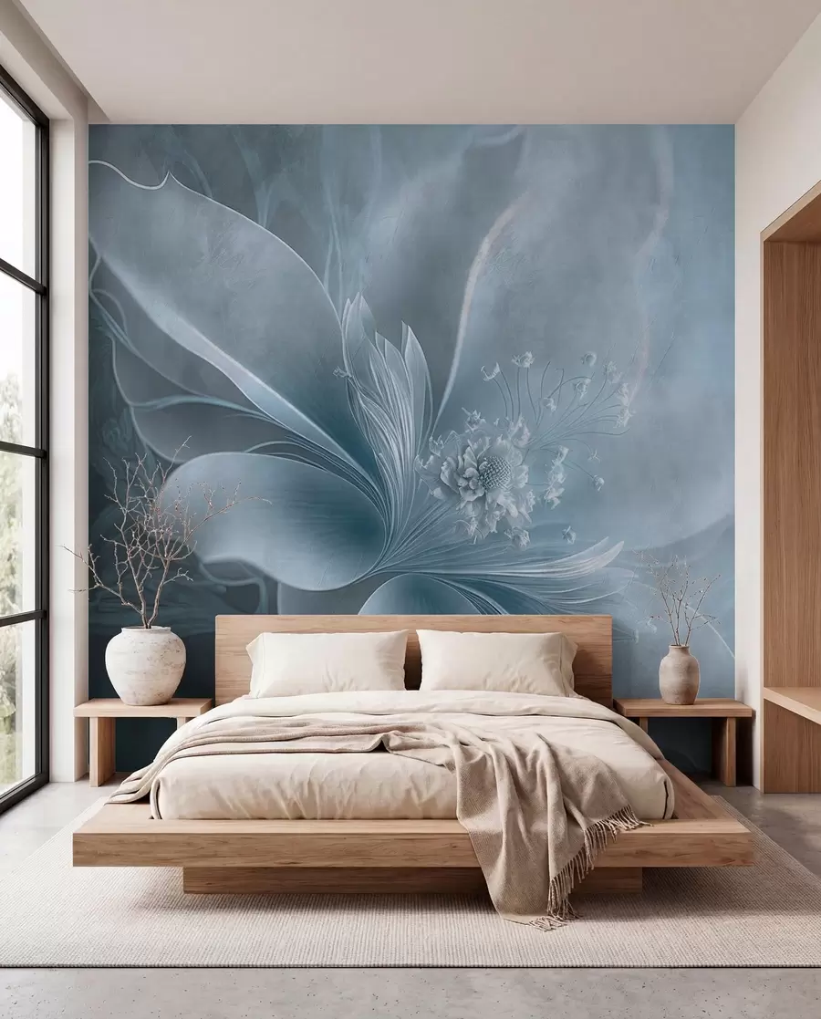 murales de pared Una flor muy delicada en tonos azules u93944v1