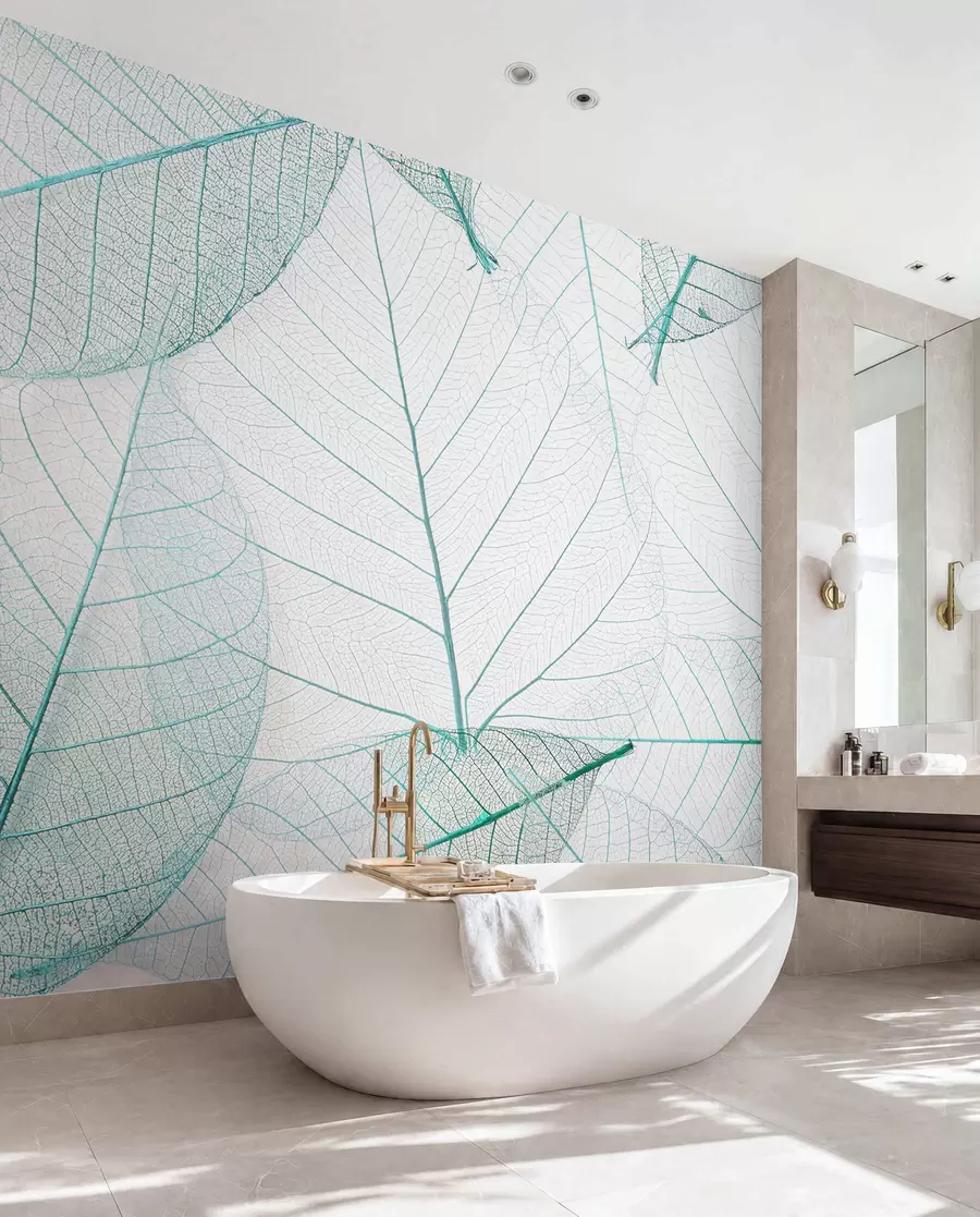 murales de pared Hojas transparentes de color verde u24439v3