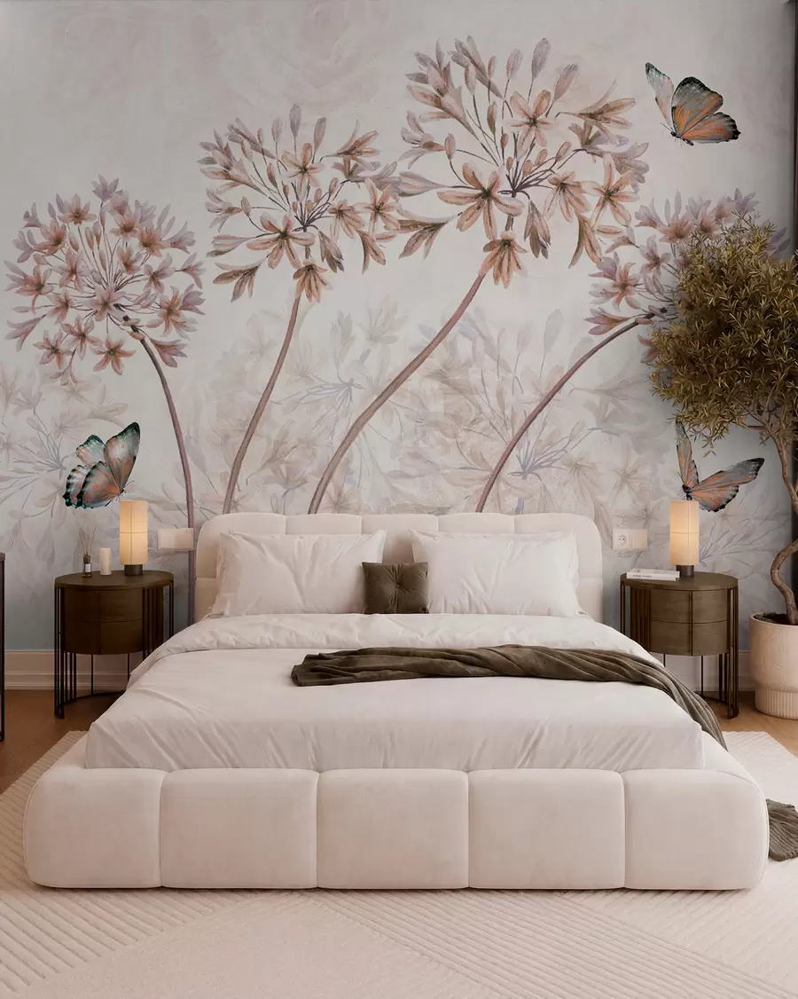 murales de pared Planta, flor y azul en colores marrones u35495v1
