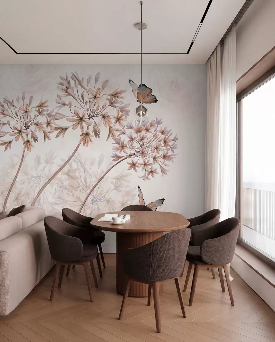 murales de pared Planta, flor y azul en colores marrones u35495v1