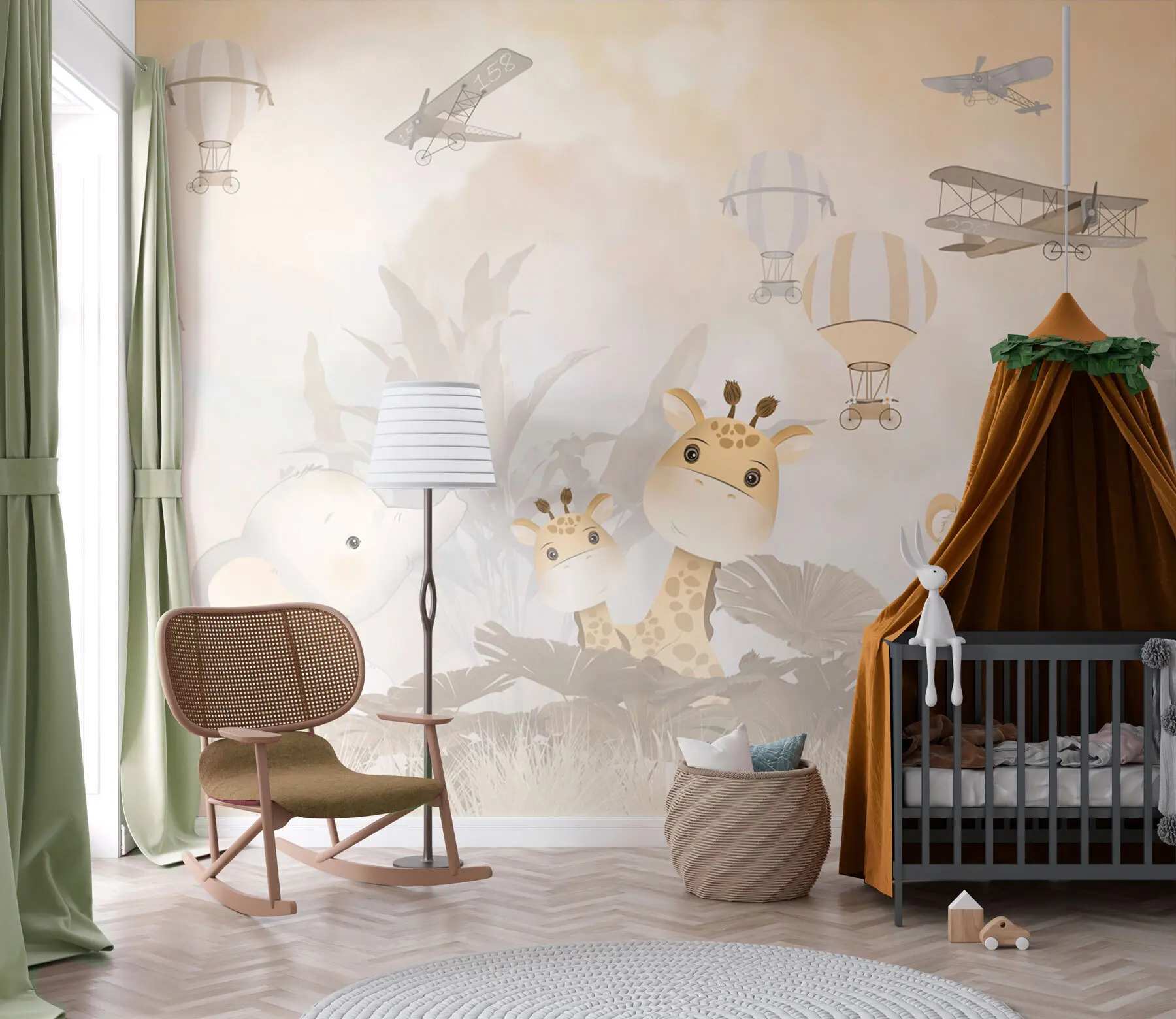 murales de pared Bonito papel pintado de animales para la habitación de los niños u98166