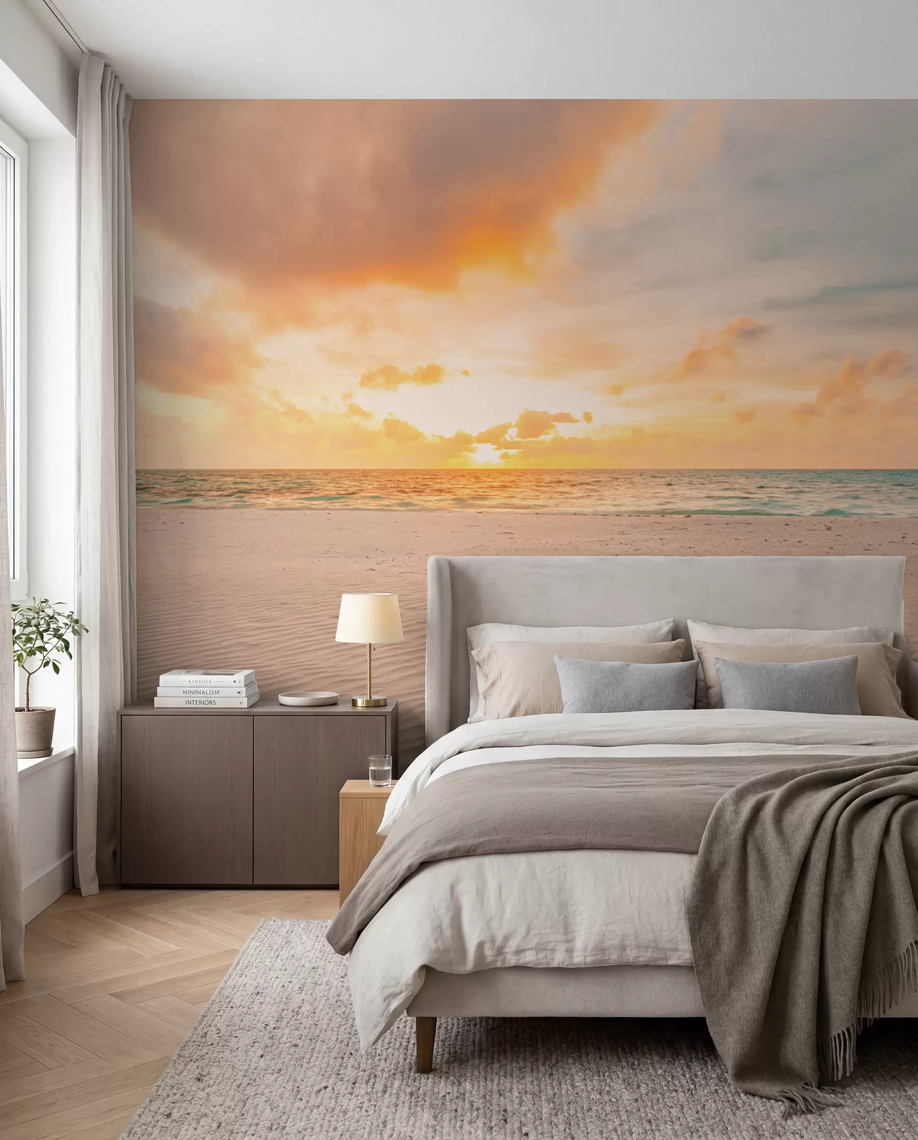 murales de pared Playa arena blanca mar y olas u97894