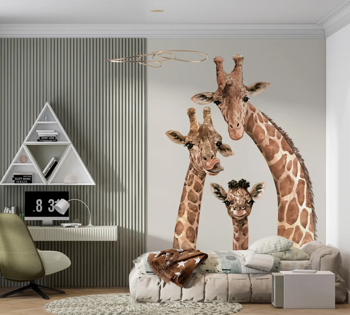 murales de pared Una alegre familia de jirafas u98525