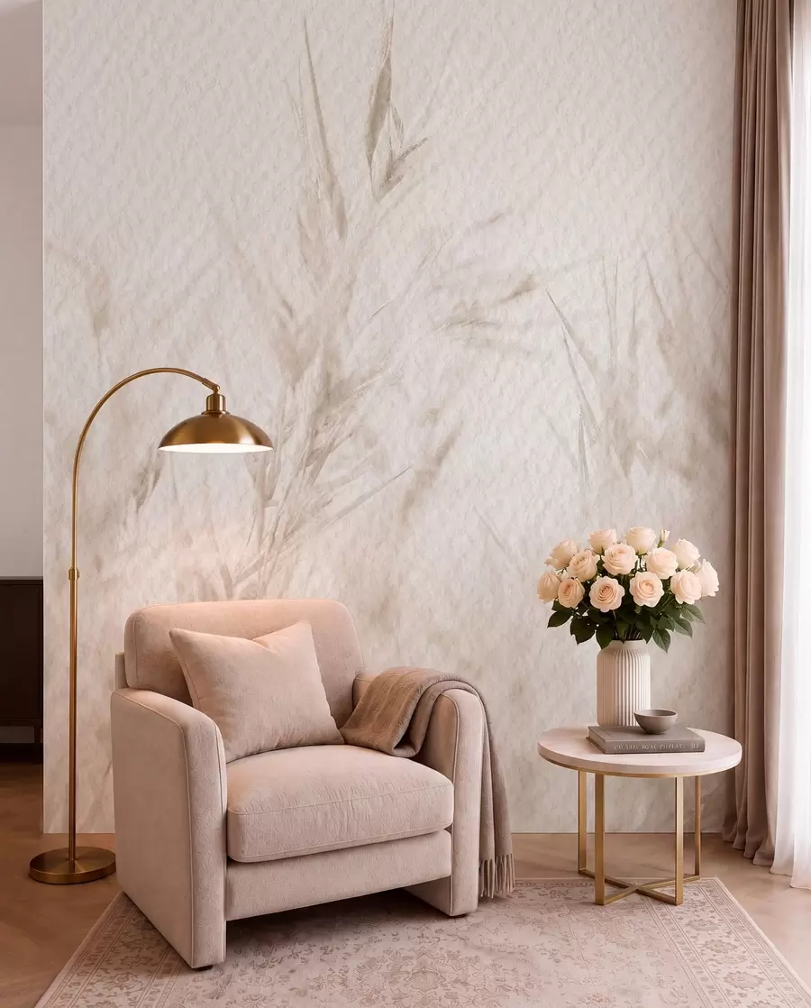 murales de pared Flores secas con textura de papel vintage u98438