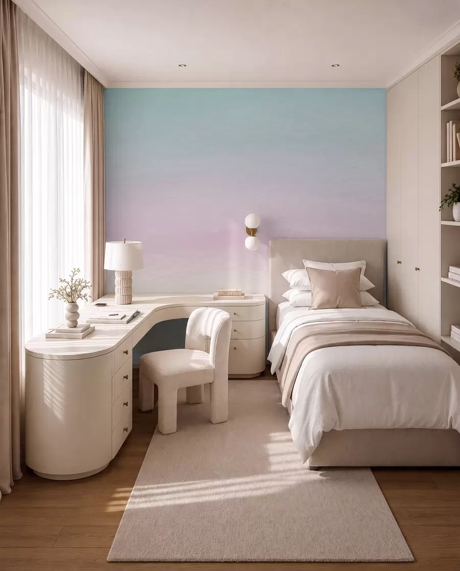 murales de pared Ombre en estilo rosa y azul u98238