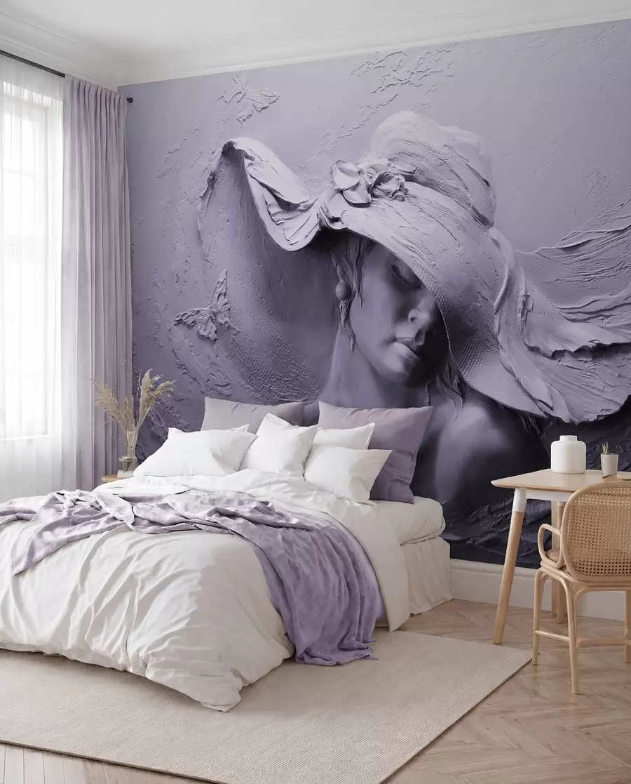 murales de pared Mujer con sombrero 3D u62592v3