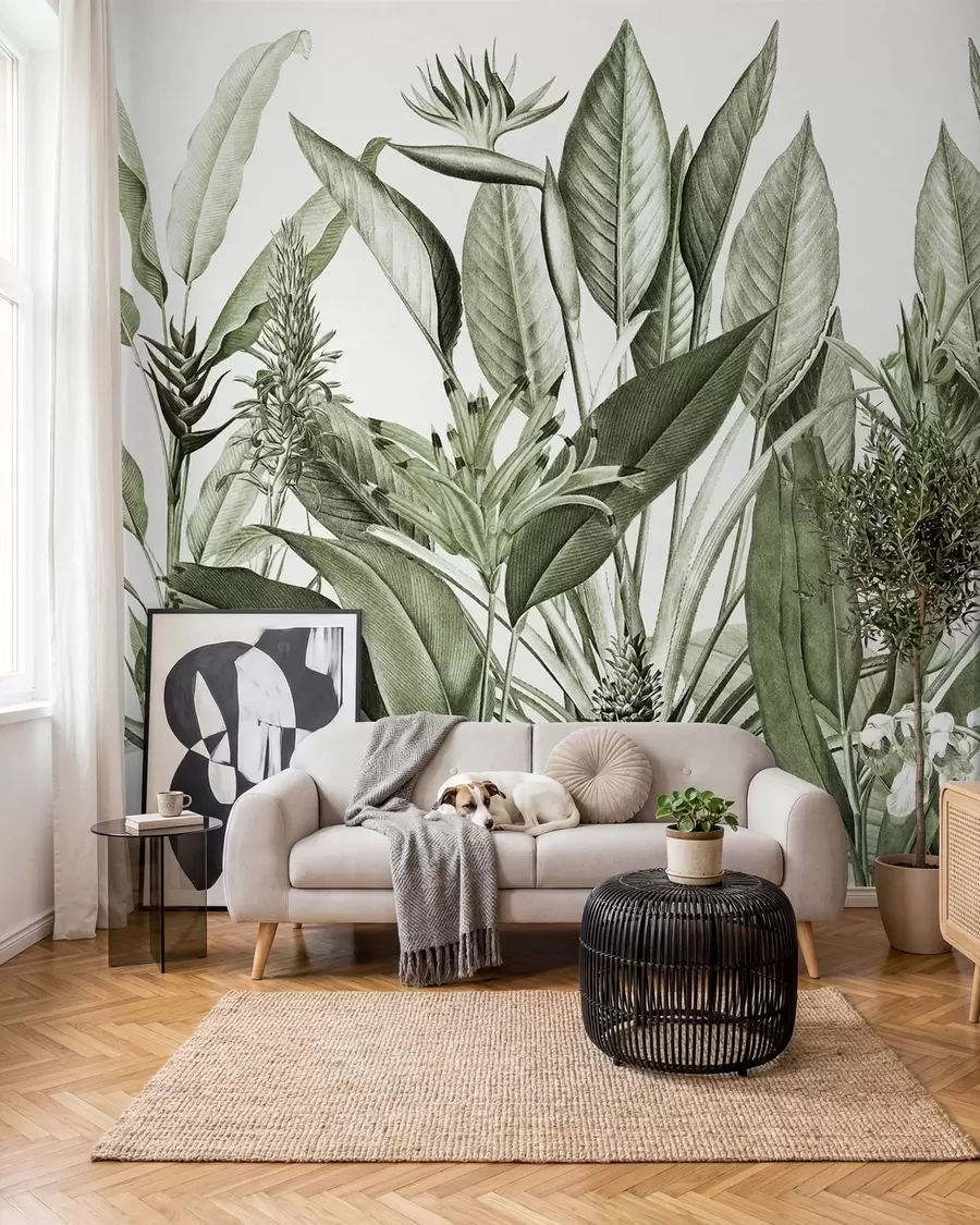 murales de pared Selva en tinta verde u96833v2